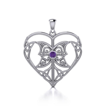 Celtic Triple Goddess Love Peace Sterling Silver Pendant with Gemstone TPD5105 - Jewelry